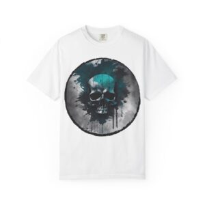 Edgy Skull Design Unisex Garment-Dyed T-shirt, Graphic Tee, Casual Style, Alternative Fashion, Gift for Halloween, Music Festival