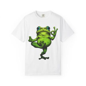 Zen Frog Yoga T-shirt, Unisex Garment-Dyed Tee, Fun and Relaxed Style, Perfect for Meditative Practices, Great Gift for Nature Lovers