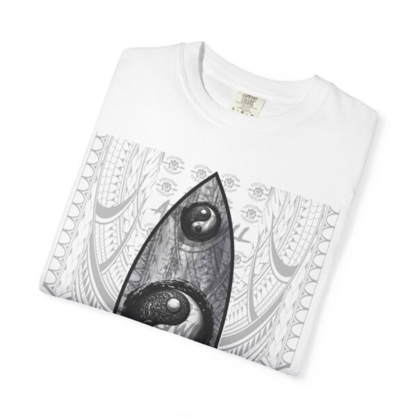 Yinyang Surf Board Unisex Garment-Dyed T-shirt, Beach Vibes Tee, Ocean Lover Top, Summer Graphic Shirt, Yin Yang Apparel - Image 3