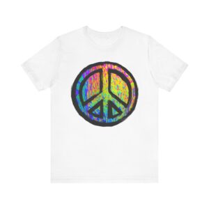Peace Sign Graphic Tee - Unisex Jersey Short Sleeve, Casual Wear, Festival Vibes, Statement Shirt, Gift for Peace Lovers, Music Events