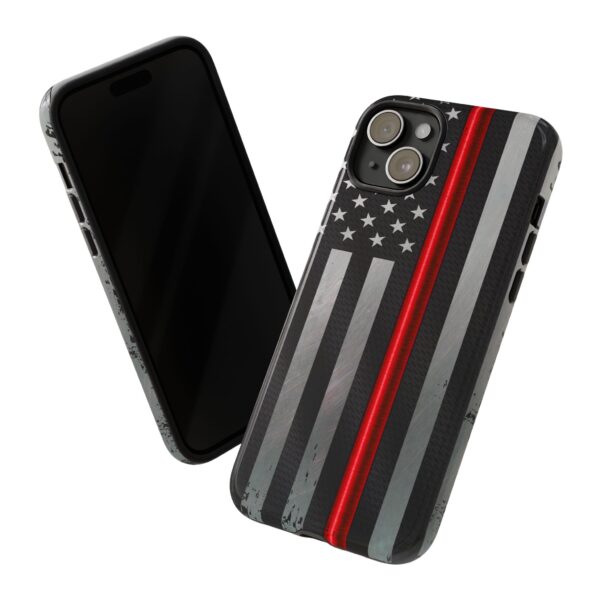 Thin Red Line Grunge American Flag, First Responder Gifts, Firefighter Accessories, Police Support, Patriotic Phone Cover - Image 33