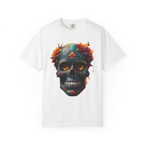 Floral Sugar Skull T-Shirt, Day of the Dead Tee, Vintage Floral Shirt, Boho Graphic Tee, Floral Skull Clothing