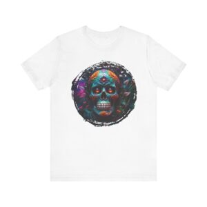 Psychedelic Skull Graphic Tee, Unisex Short Sleeve Shirt, Cool Casual Wear, Festival Outfit, Unique Gift Idea