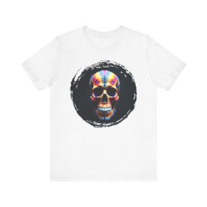 Psychedelic Skull Graphic Tee, Unisex Short Sleeve Shirt, Cool Casual Wear, Festival Outfit, Unique Gift Idea