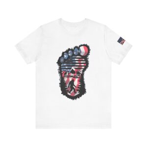 Patriotic Bigfoot Tee, Adventure Lover Shirt, Outdoor Enthusiast Gift, Hiking Apparel, Summer Fun Tee, Nature Lover's Clothing