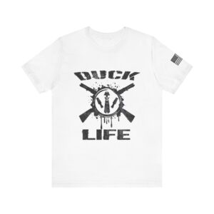 Duck Life Graphic Tee, Unisex Jersey Short Sleeve Shirt, Casual Military Style T-Shirt, Outdoor Adventure Gift, USA Flag Design